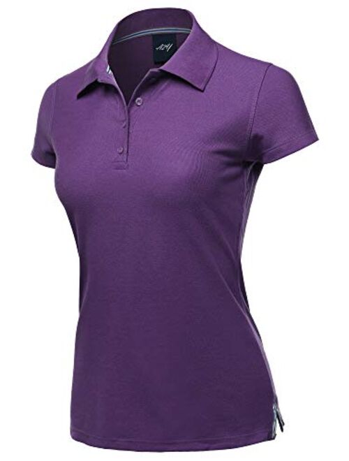 A2Y Women's Basic Casual Essentials 4-Button Junior-Fit PK Cotton Pique Polo Shirt