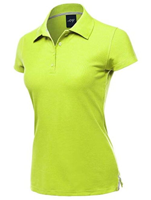 A2Y Women's Basic Casual Essentials 4-Button Junior-Fit PK Cotton Pique Polo Shirt