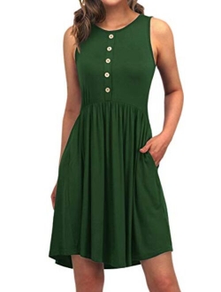 EASYDWELL Sleeveless Casual Summer Tshirt Dress with Pockets Sundresses for Women