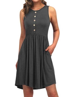 EASYDWELL Sleeveless Casual Summer Tshirt Dress with Pockets Sundresses for Women