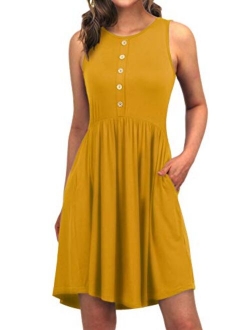 EASYDWELL Sleeveless Casual Summer Tshirt Dress with Pockets Sundresses for Women