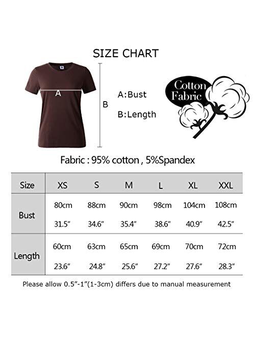 BLACKMYTH Women's T-Shirts Cotton Funny Grahpic Design Casual Short Sleeve Top Tees