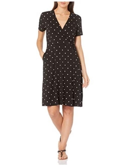 Women's Cap-Sleeve Faux-wrap Dress