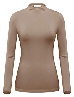 MSBASIC Women Modal Stretchy Fitted Long Sleeve Turtleneck Top