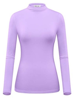 MSBASIC Women Modal Stretchy Fitted Long Sleeve Turtleneck Top