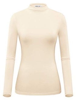 MSBASIC Women Modal Stretchy Fitted Long Sleeve Turtleneck Top