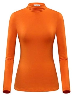 MSBASIC Women Modal Stretchy Fitted Long Sleeve Turtleneck Top