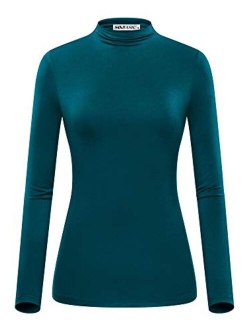 MSBASIC Women Modal Stretchy Fitted Long Sleeve Turtleneck Top