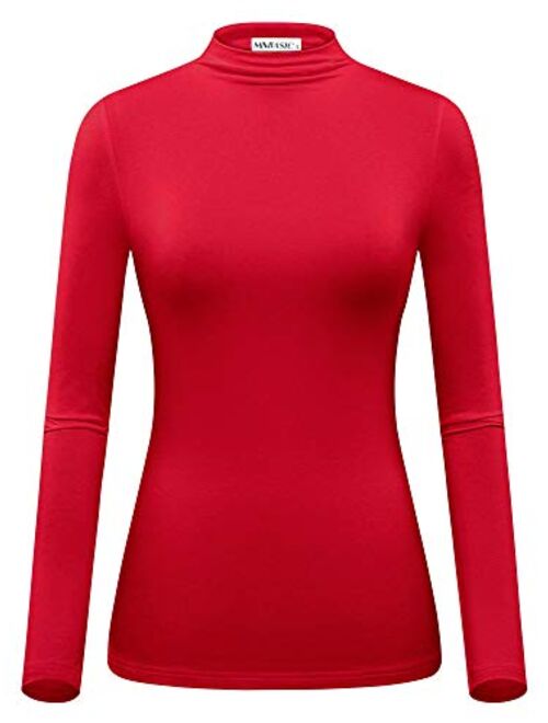 MSBASIC Women Modal Stretchy Fitted Long Sleeve Turtleneck Top