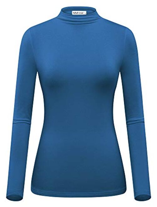 MSBASIC Women Modal Stretchy Fitted Long Sleeve Turtleneck Top