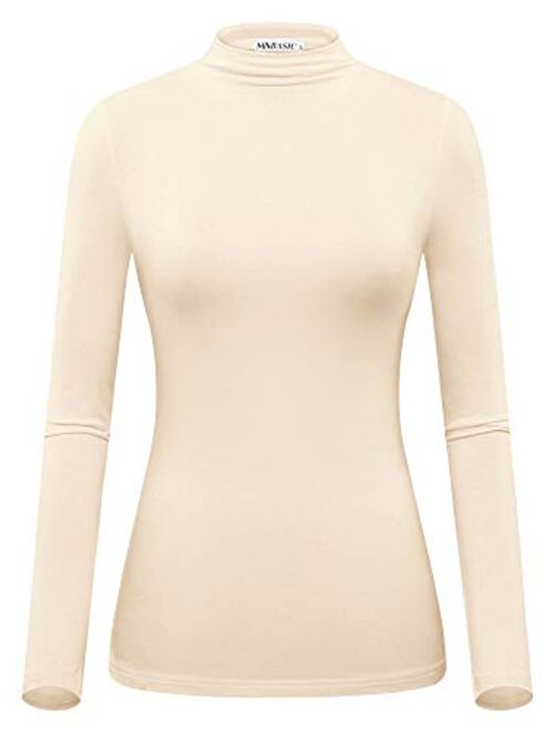 MSBASIC Women Modal Stretchy Fitted Long Sleeve Turtleneck Top