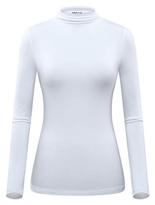 MSBASIC Women Modal Stretchy Fitted Long Sleeve Turtleneck Top