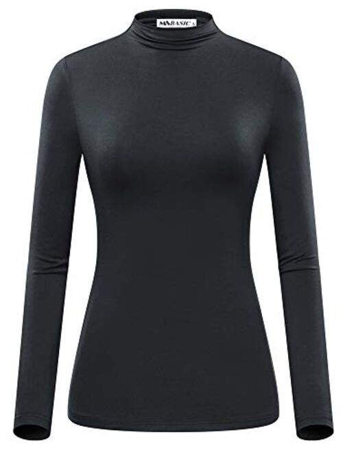 MSBASIC Women Modal Stretchy Fitted Long Sleeve Turtleneck Top