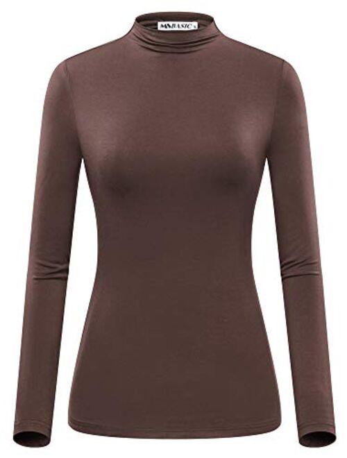 MSBASIC Women Modal Stretchy Fitted Long Sleeve Turtleneck Top