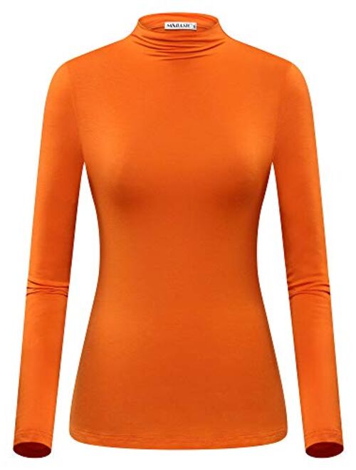 MSBASIC Women Modal Stretchy Fitted Long Sleeve Turtleneck Top