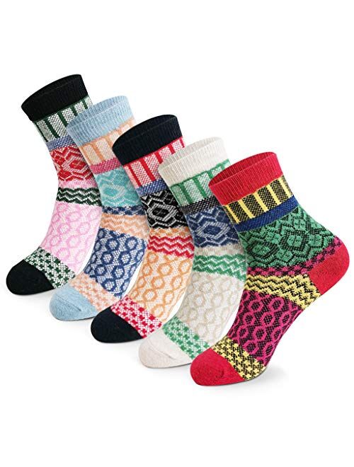 Women Winter Socks Women Wool Socks Warm Thick Soft Socks Christmas Gift Socks for Women Cozy Crew Socks-5packs