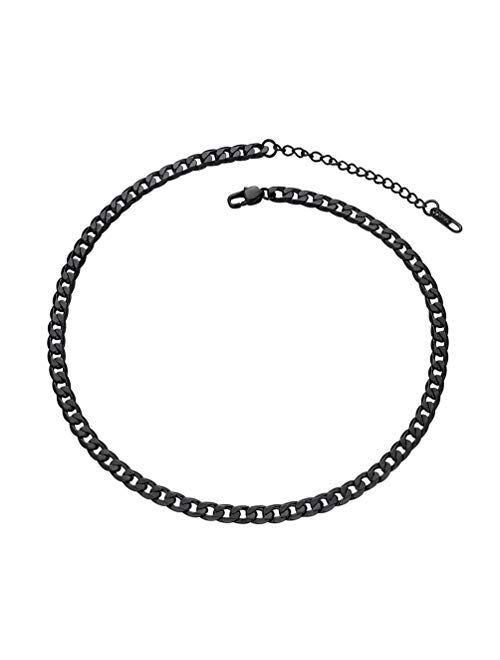 PROSTEEL Stainless Steel Cuban Chain Necklaces/Bracelets for Men Women, Black/18K Gold Plated, Nickel-Free, Hypoallergenic Jewelry, 4mm-13mm, 7.5