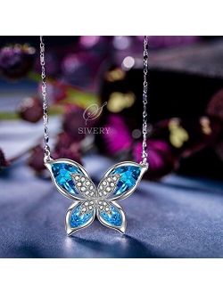 SIVERY Necklaces for Women 'Butterfly' Pendant Necklace Jewelry with New Crystals from Swarovski, Gifts for Girlfriend and Mom, Jewelry for Women