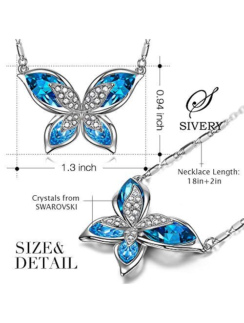 SIVERY Necklaces for Women 'Butterfly' Pendant Necklace Jewelry with New Crystals from Swarovski, Gifts for Girlfriend and Mom, Jewelry for Women