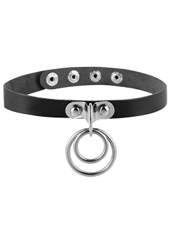 Fashion Women Men Cool Punk Goth Metal Spike Studded Link Leather Collar Choker Necklace