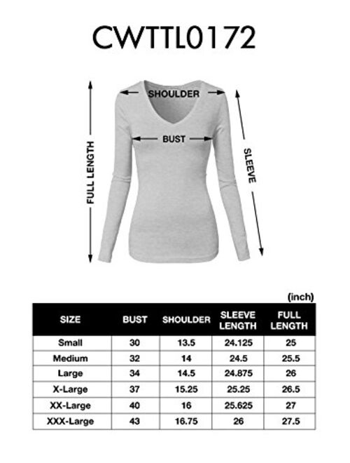 H2H Womens Basic Slim Fit Soft Long Sleeve V Neck Cotton T-Shirt