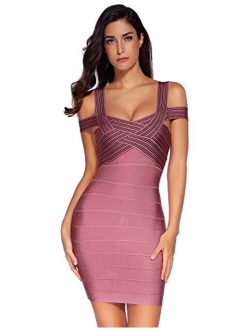 meilun Women's Rayon Off Shoulder Bandage Bodycon Party Dress