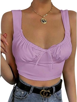 Abardsion Women's Sleeveless Strappy Basic Crop Tank Top for Women Summer