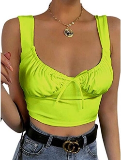 Abardsion Women's Sleeveless Strappy Basic Crop Tank Top for Women Summer