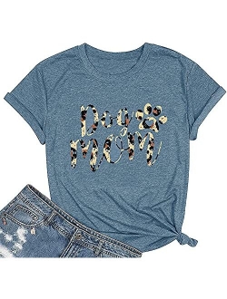 Dog Mom Tshirts for Women Funny Dog Paw Graphic Print Short Sleeve O Neck Mom Shirt