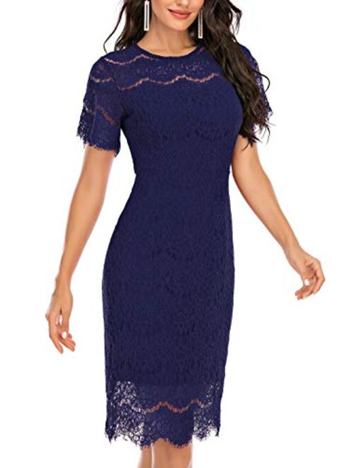 Women's Sleeveless Floral Lace Slim Evening Cocktail Mini Dress for Party DM2.