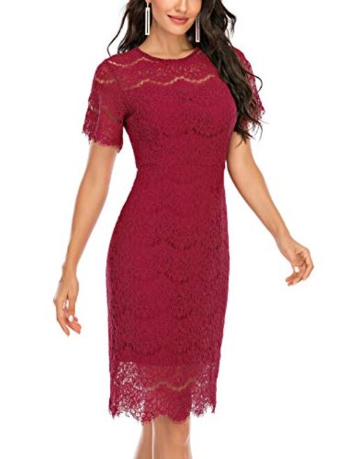 Women's Sleeveless Floral Lace Slim Evening Cocktail Mini Dress for Party DM2.