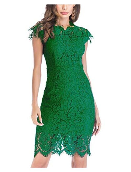 Women's Sleeveless Floral Lace Slim Evening Cocktail Mini Dress for Party DM2.