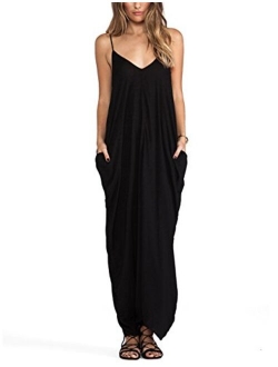 May&Maya Women's Low V-Neck and Low V-Back Maxi Dress