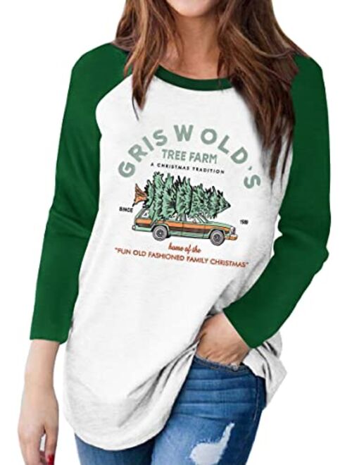 Christmas Shirts for Women This is My Christmas Movies Watching Plaid Tees Long Sleeve Merry Xmas Coffee Splicing Tops