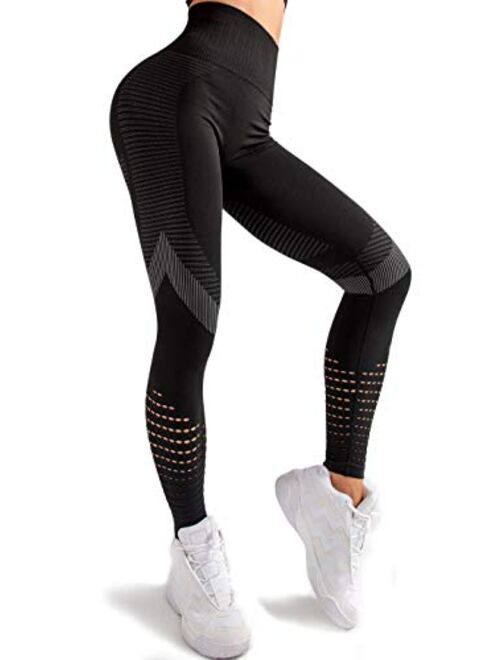 Redqenting High Waist Tummy Control Compression Leggings for Women Seamless Sweat Proof Yoga Pants