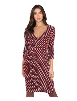 KRISP Women 3/4 Sleeve Midi Wrap Dresses V-Neck Work Wear Business Casual Party