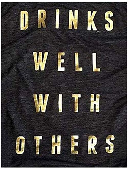 Drinks Well with Others Muscle Tank Tops Womens Funny Drinking Alcohol Sleeveless Letter Printed Graphic Tee Shirt Tops