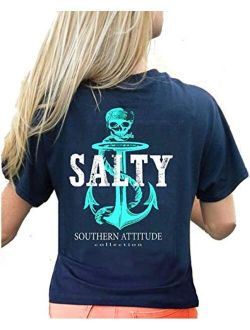 Southern Attitude Pirate Anchor Navy Preppy Women's Short Sleeve Tee Shirt