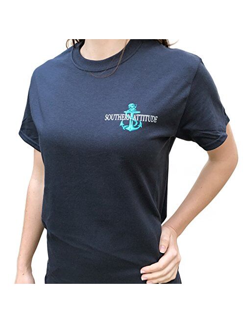 Southern Attitude Pirate Anchor Navy Preppy Women's Short Sleeve Tee Shirt