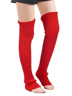 Leotruny Women's Winter Over Knee High Footless Socks Knit Leg Warmers