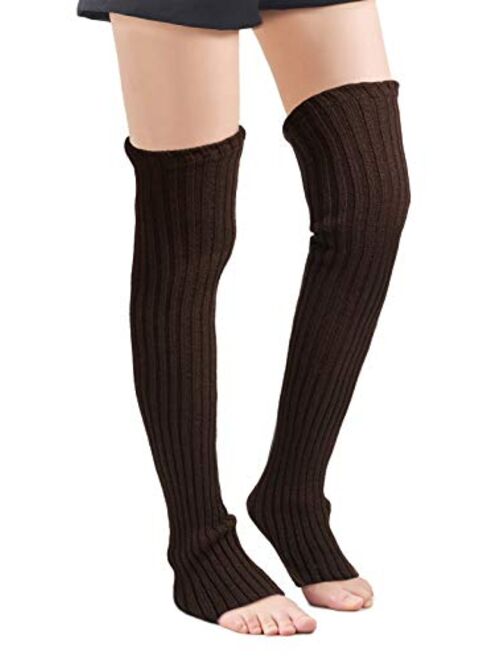 Leotruny Women's Winter Over Knee High Footless Socks Knit Leg Warmers