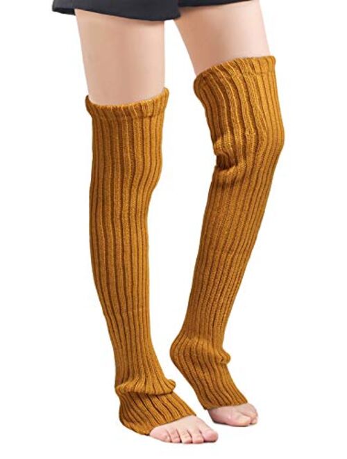 Leotruny Women's Winter Over Knee High Footless Socks Knit Leg Warmers