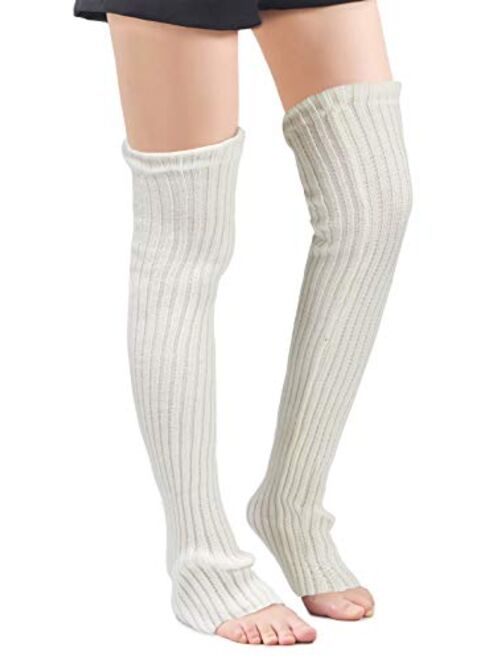 Leotruny Women's Winter Over Knee High Footless Socks Knit Leg Warmers