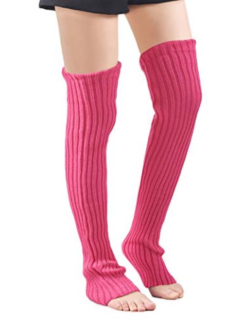 Leotruny Women's Winter Over Knee High Footless Socks Knit Leg Warmers