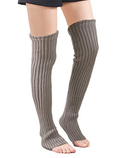 Leotruny Women's Winter Over Knee High Footless Socks Knit Leg Warmers