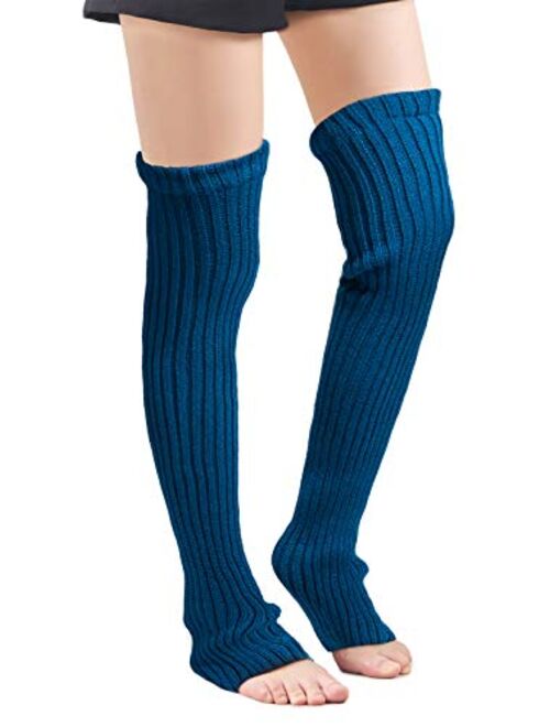 Leotruny Women's Winter Over Knee High Footless Socks Knit Leg Warmers