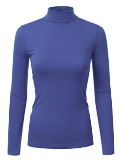 Doublju Soft Knit Turtleneck T-Shirt Top for Women with Plus Size