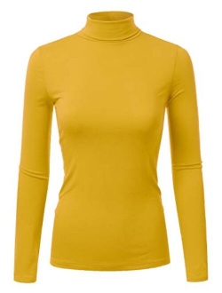 Doublju Soft Knit Turtleneck T-Shirt Top for Women with Plus Size