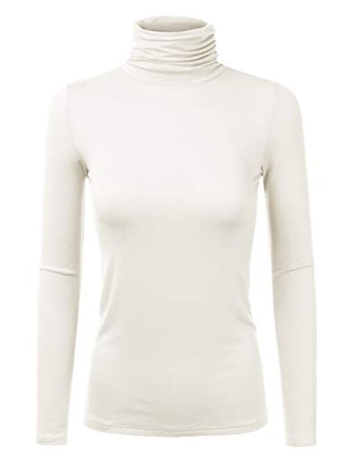 Doublju Soft Knit Turtleneck T-Shirt Top for Women with Plus Size