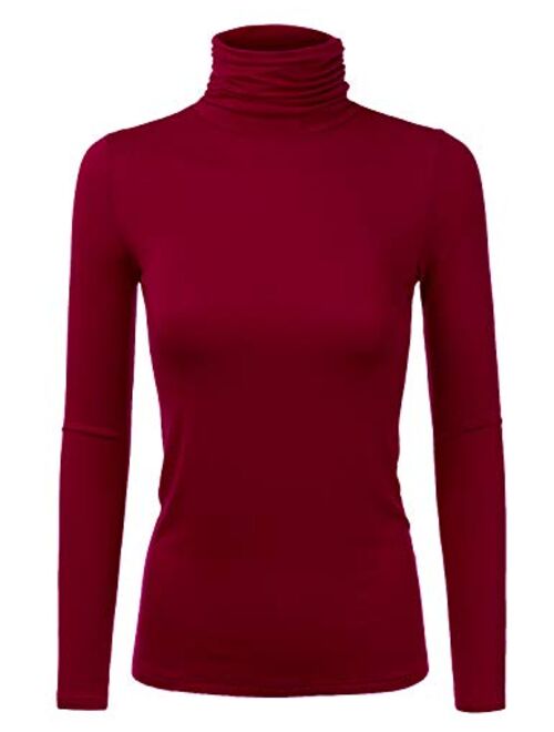 Doublju Soft Knit Turtleneck T-Shirt Top for Women with Plus Size